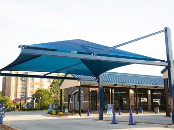 suspended rectangle cantilever shade structure