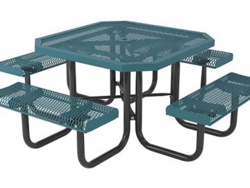 46 Rolled Octagon Portable Table with 4 Attached Seats (2)