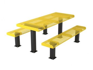 6 Rolled 4 4 Table with 2 Unattached 6 Seats, In Ground Mount