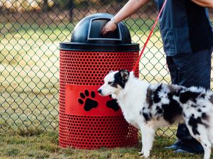 32 Gallon Perforated Trash Receptacle, Paws Design