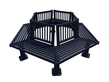 8 Biscayne Geometric Bench with Back, Surface Mount
