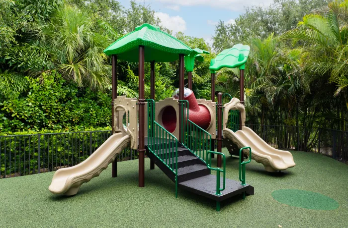 Childcare playground with slides, completed playground by Pro Playgrounds