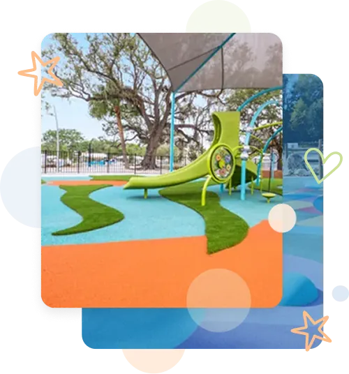 Certified-Playground-Surfacing-and-Installation Colorful poured-in-place rubber playground surface, installed by Pro Playgrounds