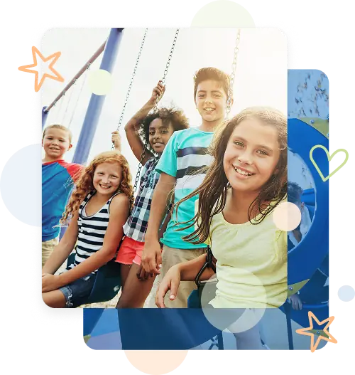 Group of kids having fun on an outdoor playground.